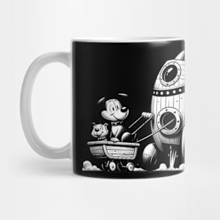 Little Rocket Taking Dogs For A Walk In A Cart Mug